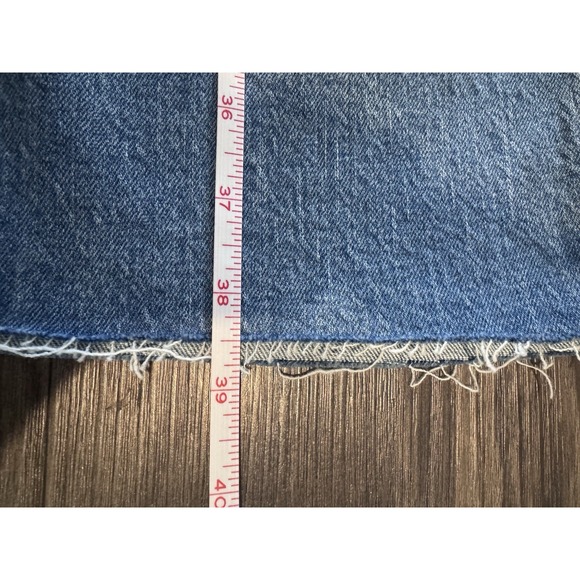 Universal Thread Women's Denim Midi‎ Skirt 6 Blue High Rise Front Slit Raw Hem - Picture 4 of 6